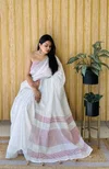 Ktd 2155 Cotton With Silver Patta Border Saree